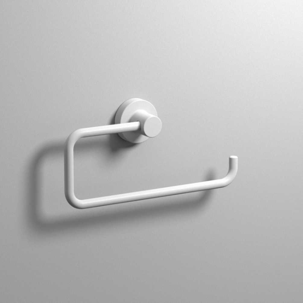 Close up product image of the Origins Living Tecno Project White Open Towel Ring